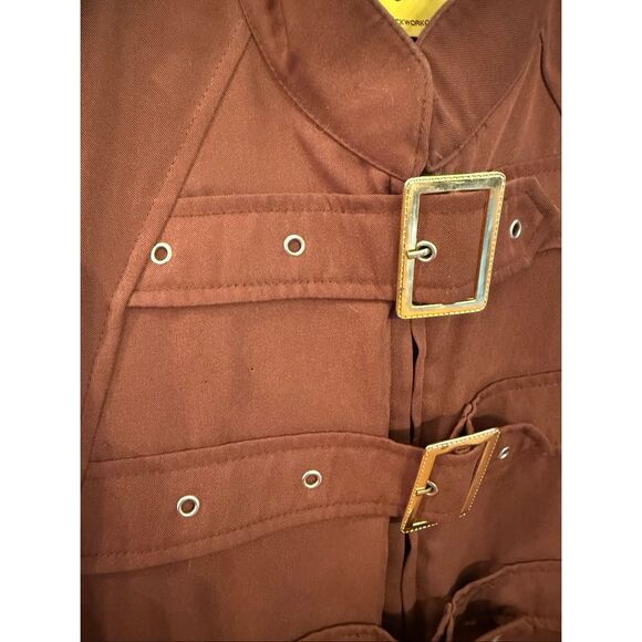 Clockwork Couture Brown Steam Punk Goth Straight Jacket Style Buckle Jacket sz L - Picture 3 of 8